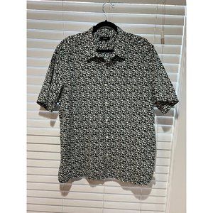 Theory Patterned Short Sleeve Button Up‎ Shirt - Size XXL
